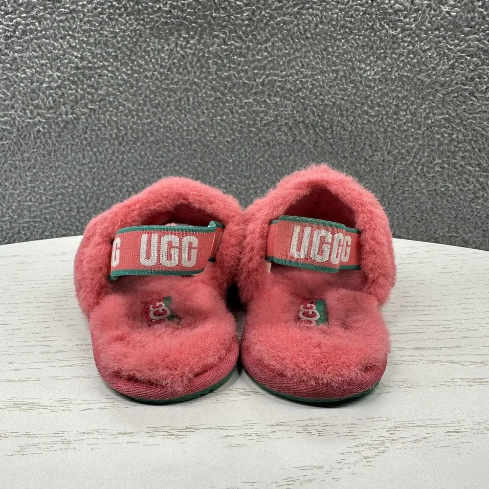 UGG Fluff Yeah Watermelon Stuffie Indoor-Outdoor Slippers Pink Kids Size 10